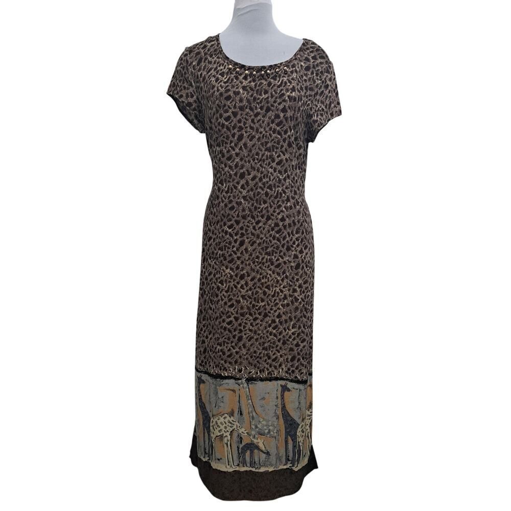Vintage Nina Piccalino Y2k Animal Print Leopard Giraffe Beaded Made in USA Small